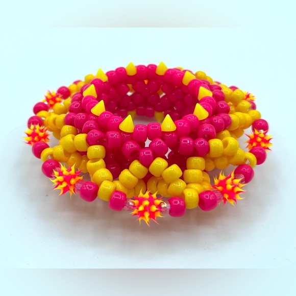 ❌SOLD 💖⚡️”Electric Lemonade” 3D UFO Kandi Cuff ⚡️ 💖 - Picture 3 of 5